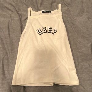 White Obey tank top, size medium